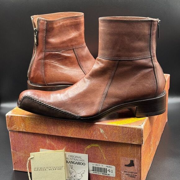 Sebastiano Migliore Mens Full Grain Italian Leather Boots - Picture 1 of 15